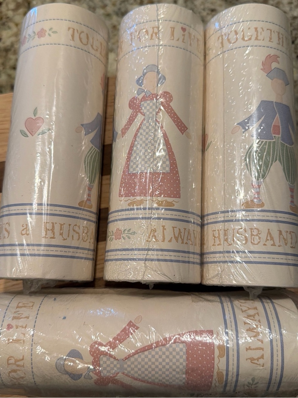 Vintage York Wallpaper Border 67083-B Together Always Husband Wife Sealed - RARE